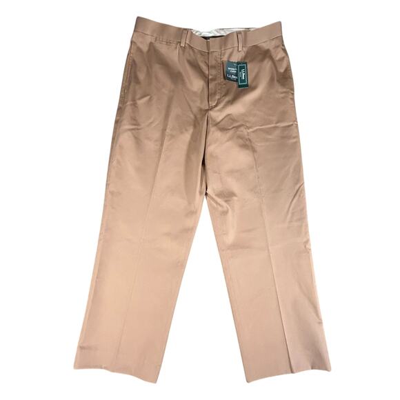 NWT LL Bean Chino Mens 37 Brown 100% Cotton Wrinkle Free Classic Fit Dress Pants - Picture 1 of 9